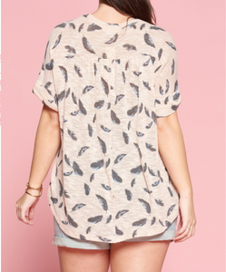 Feather Printed Knit Tee