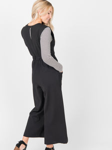 Jumpsuit with Straight Leg and V-neck in Black
