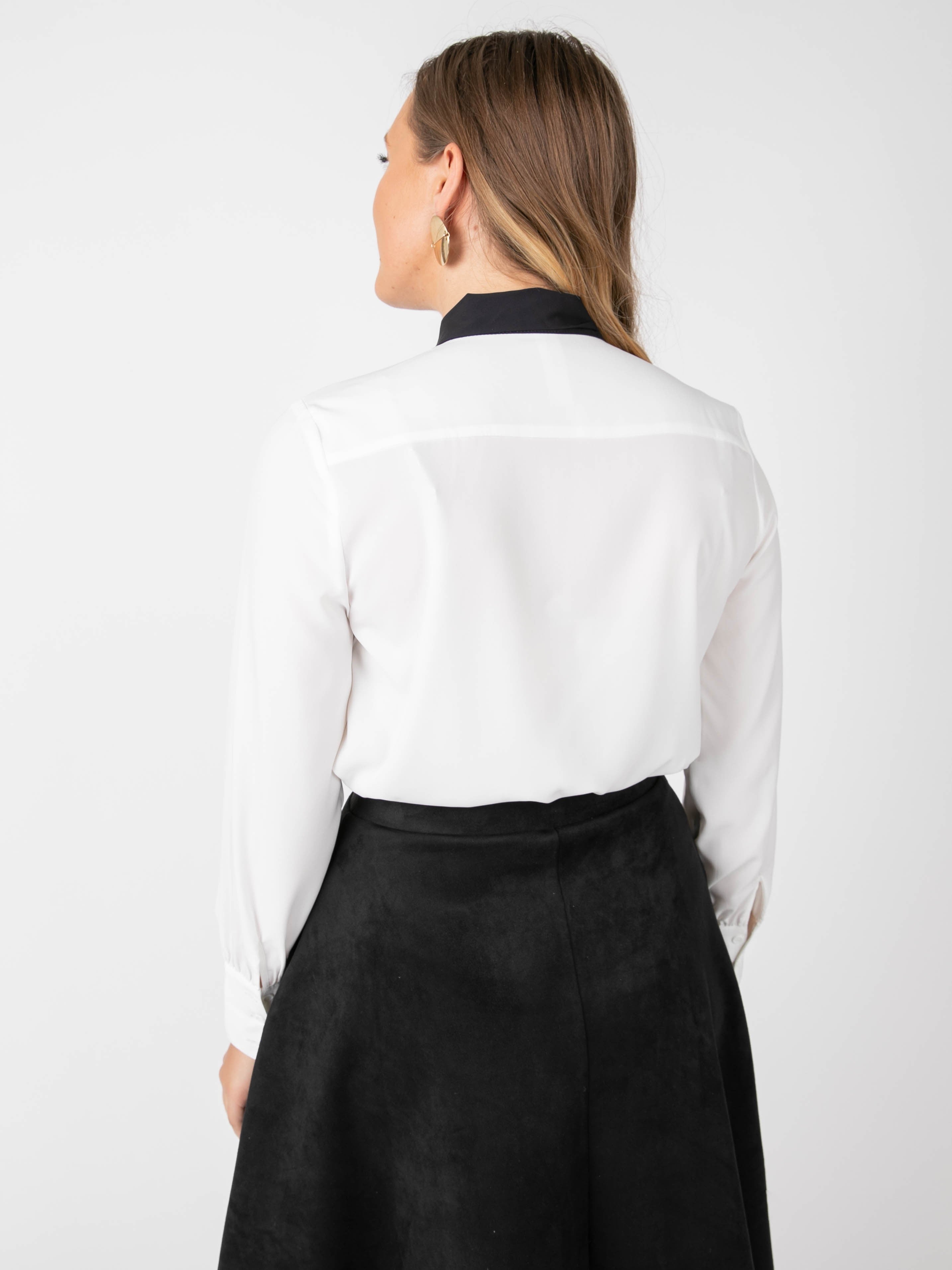 Tie Bow Neck Blouse in Ivory